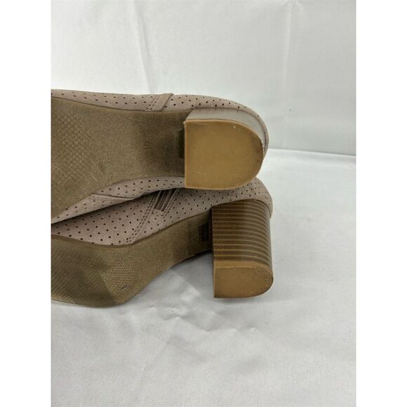 Old Navy Women's Peep Toe Chunky Heel Booties Brown Size 10 - Picture 5 of 9